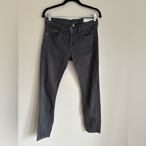 Rag & Bone Dre Skinny Jeans Aged Char Gray Raw Hem Stretch Denim 27